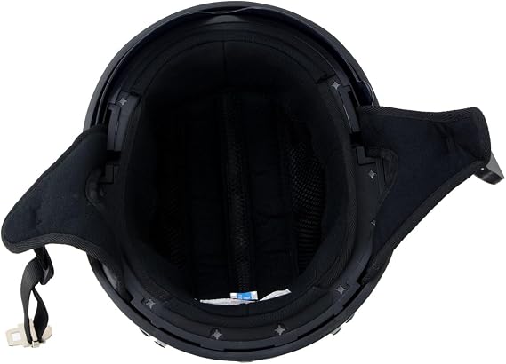 Hot Leathers T72 Black Widow Gloss Black Motorcycle Half Helmet Biker w/ Drop Down Visor