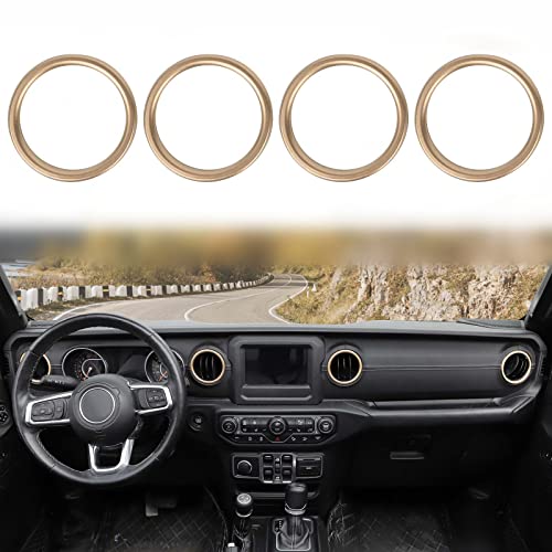 Voodonala for Jeep JL Dash Air Conditioning Vent Outlet Bezel Ventilation Grille Embellishment Trim for 2018-2023+ Jeep Wrangler JL JLU Gladiator JT Trunk Interior Accessories, Gold Aluminum Alloy