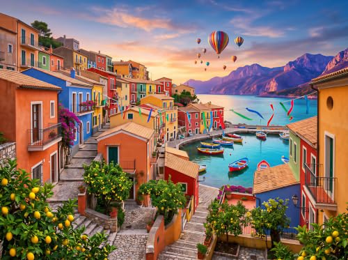 Nattork Jigsaw Puzzles 1000 Pieces for Adults, Families (Harbor Sunset) Pieces Fit Together Perfectly