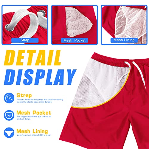 Scotamalone Mens Swim Trunks, Quick Dry Swimming Shorts 7 Inch with Mesh Lining for Swimwear, Bathing Suits Red