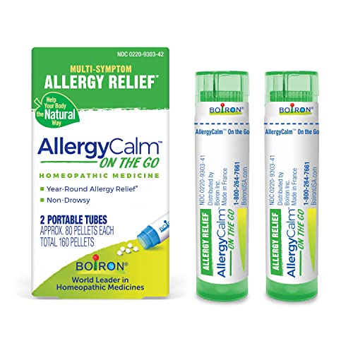 Boiron AllergyCalm On the Go for Relief from Allergy and Hay Fever Symptoms of Sneezing Runny Nose and Itchy Eyes or Throat - 2 Count ( 160 Pellets)