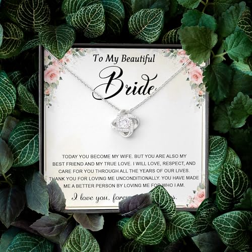 Groom To Bride Necklaces, Groom To Bride Necklace Gifts With Message Card, Groom To Bride Necklace For Wedding Day, To My Bride Necklace, Bridal Shower Necklace Gifts For Bride To Be2