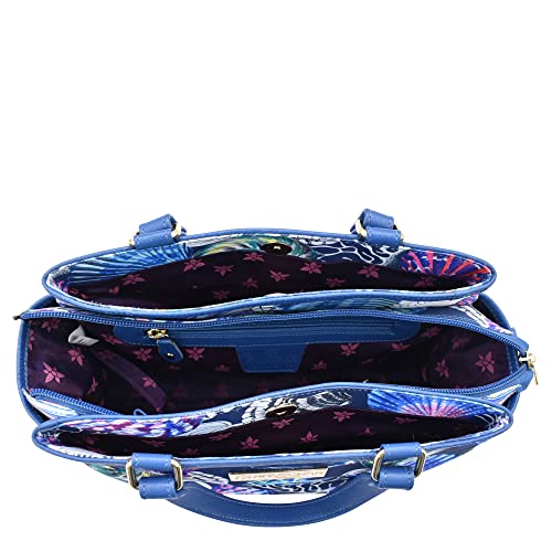Image of Anuschka Multicompartment Satchel - Wanderlust Collection - Nylon Fabric with Genuine Leather Trim and Artwork Print