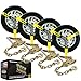 VULCAN 96" Lasso Style Auto Tie Down w/Chain Anchors- 3300 lbs. SWL, 4 Pack