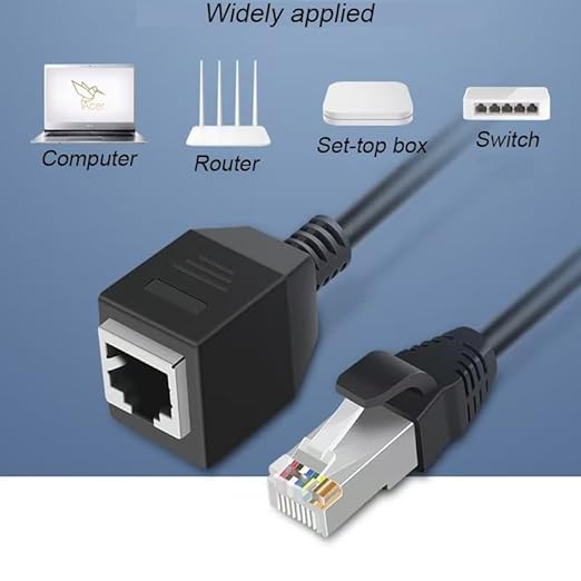 Cable de Extensión Ethernet 2 Pack, 1 Pie RJ45 Macho a Hembra miniatura 3