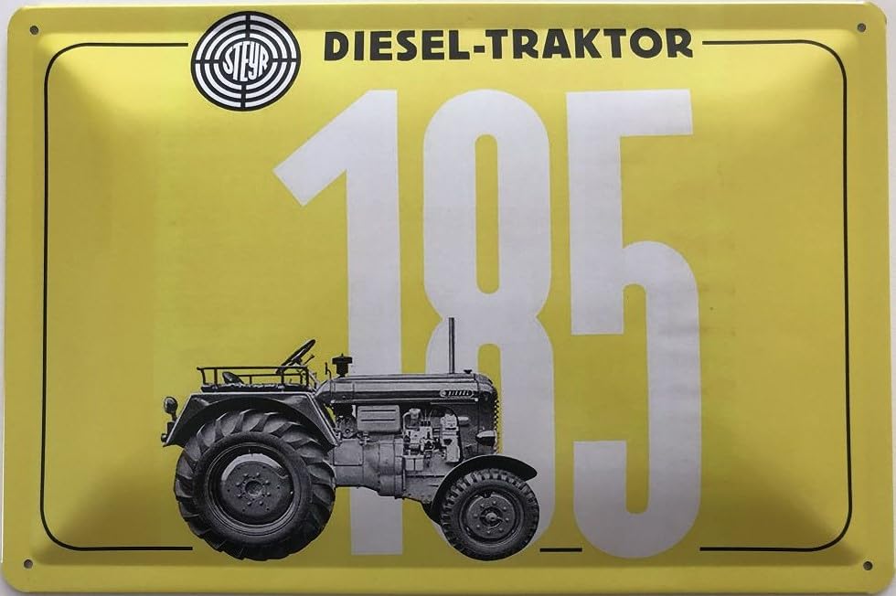 Cartel de chapa Steyr Tractor Tipo 185 retro DekoNo7 letrero metalico de 40 x 30 cm para garaje