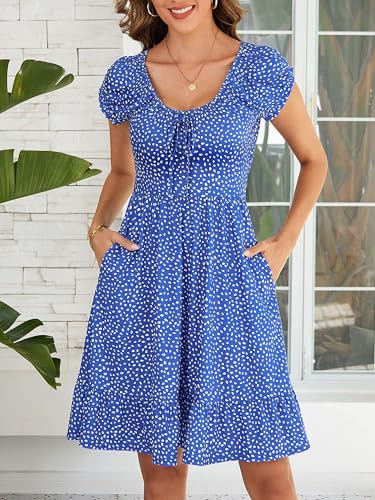 Image of HUHOT Teen Petite Women Floral Short Summer Mini Dresses with Pockets Cute Milkmaid Sundress 2026