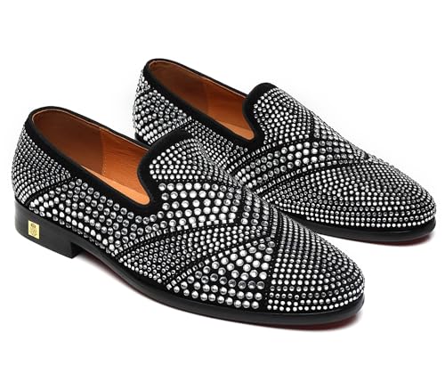 Image of Erphpre Paul Mens Dress Loafers Leather Party Wedding Prom Homecoming Shoes, Silver, 9.5