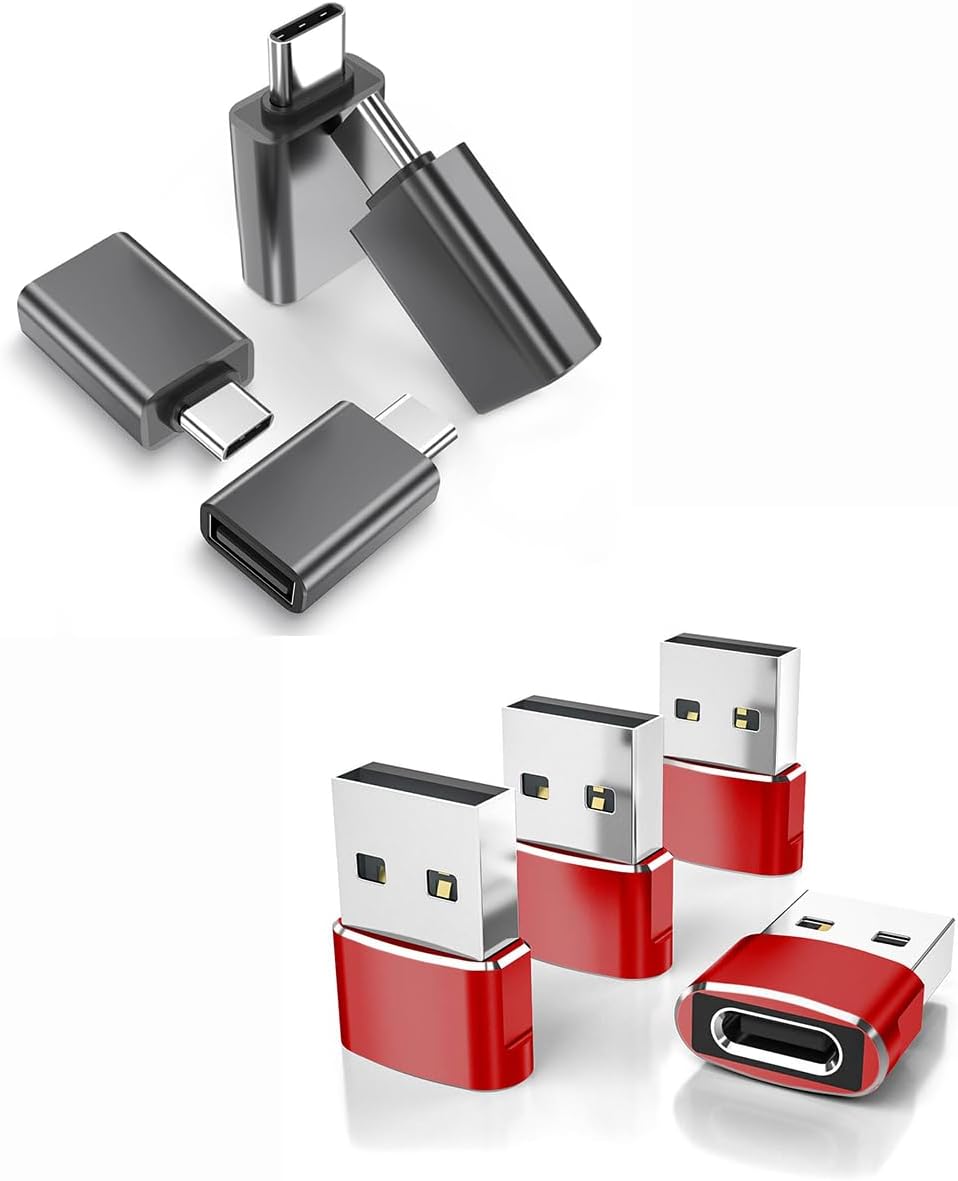 4Pack USB C Female to A Male Adapter and 4Pack USB C OTG Converter Compatible with iPhone 15 14 13 12 11 Mini Pro Max,iPad 8 Air 4 5 Mini 6,Samsung Galaxy S23 S22 S21 Note 20 Plus Ultra,Tab S8 S7