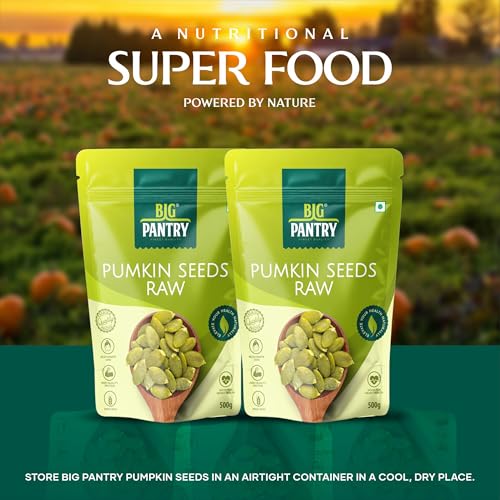 Image of Big Pantry Pumpkin Seeds 500g | Immunity Booster & Fiber Rich Superfood | Raw Pumpkin Seeds for Weight Management | Rich Source of Zinc & Antioxidants | Protein Rich Seeds for Eating | (Pack of 2)