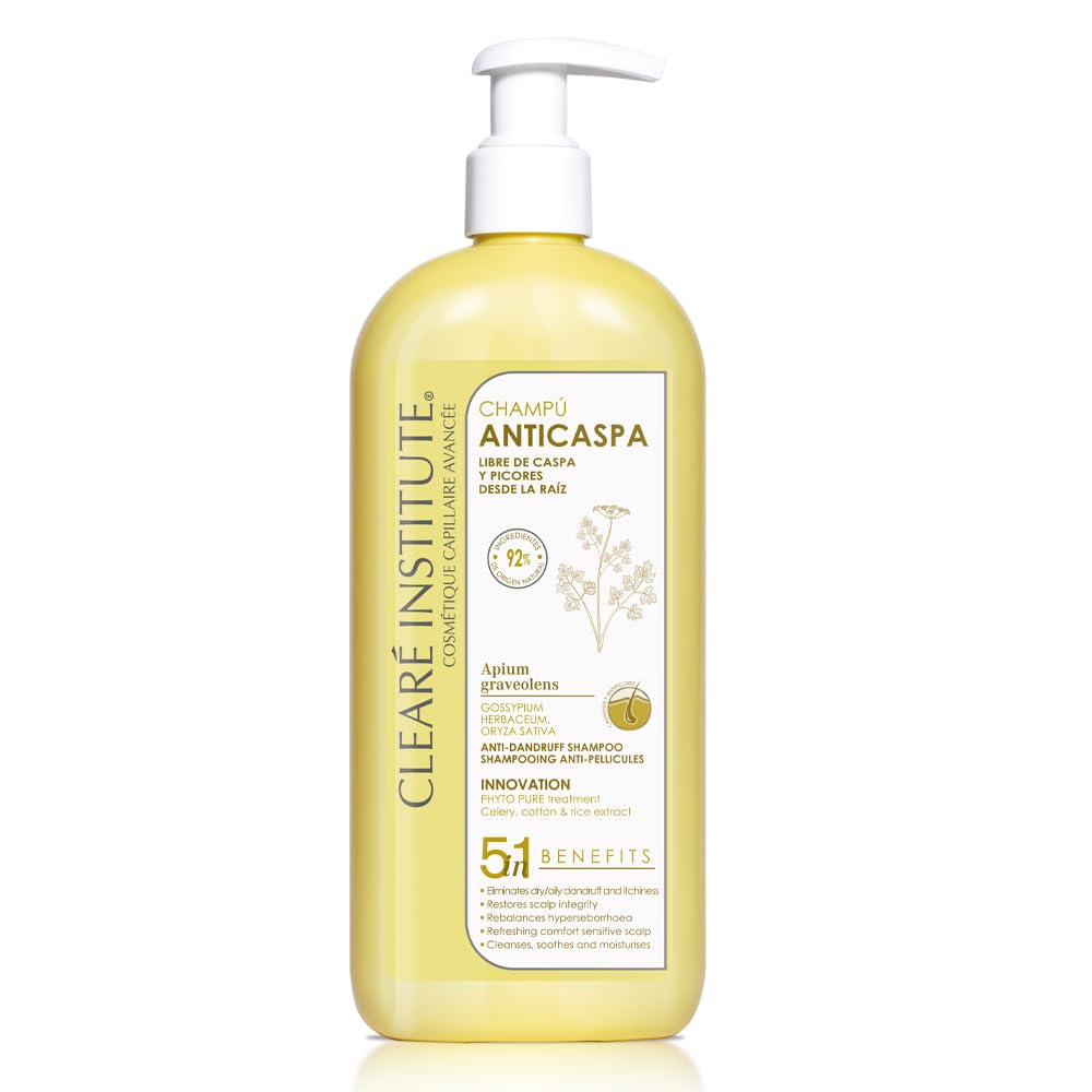 Clearé Institute | Anti Schuppen Shampoo | Reinigt, Beruhigt und Spendet Feuchtigkeit | Sulfat, Paraben und SLS Silikonfrei | 95% Natürliche Inhaltsstoffe | Beseitigt Schuppen und Juckreiz | 400ml