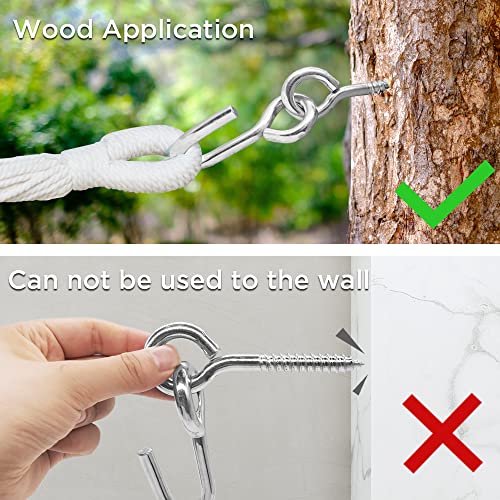Rooity Hammock Hooks & Hangers,2 Packs,Galvanized,Heavy Duty Anti-Rust Steel Accessories,Eye Bolt Screws Hanging Kit Hardware For Trees,Yoga Hammocks,Swing,Hammock Chair,Indoor,Outdoor #TOP4