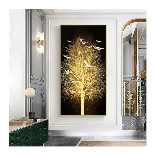 Póster de lienzo árbol de la vida dorado, pintura artística de pared y decoración abstracta moderna