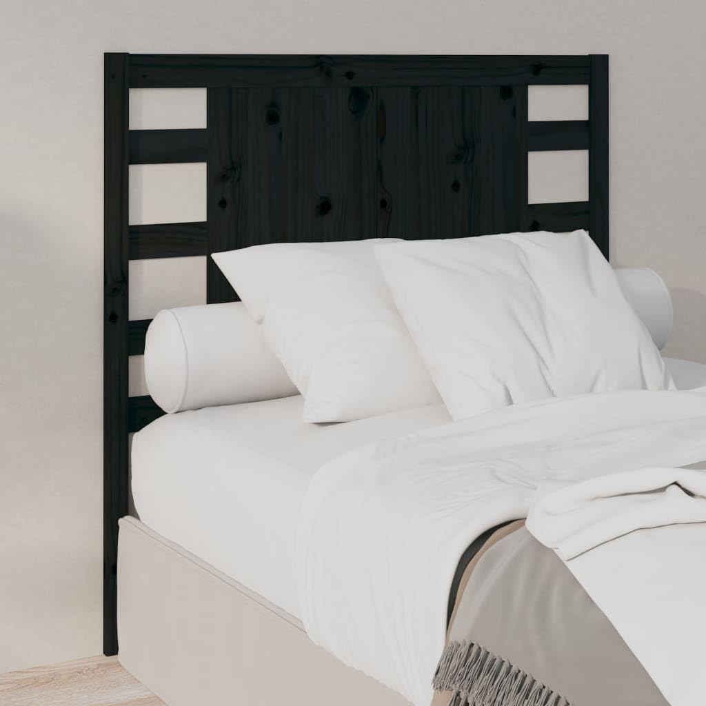 Cabecero negro de auténtica madera maciza con acabado Premium de 81 cm