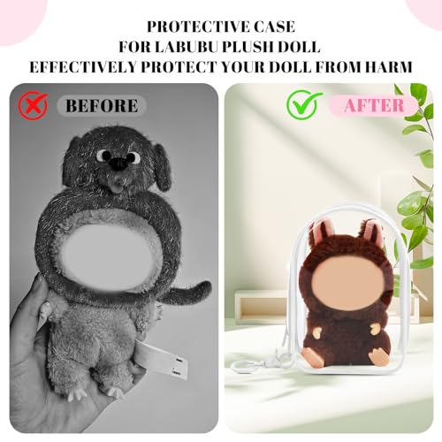 Image of NZNDB Protective Case for Plush Doll, Clear Hanging Display Cases, Crossbody Doll Storage Bag, PVC Storage Case Cover for Figures, Dolls (White)