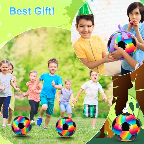 Retisee 2 Pcs Rainbow Soccer Ball with Pump Official Size Indoor Outdoor Soft Inflatable Soccer Sport Gift for Adult for Practice Game Back to School(Classic,Size 4) by Retisee - Image 7