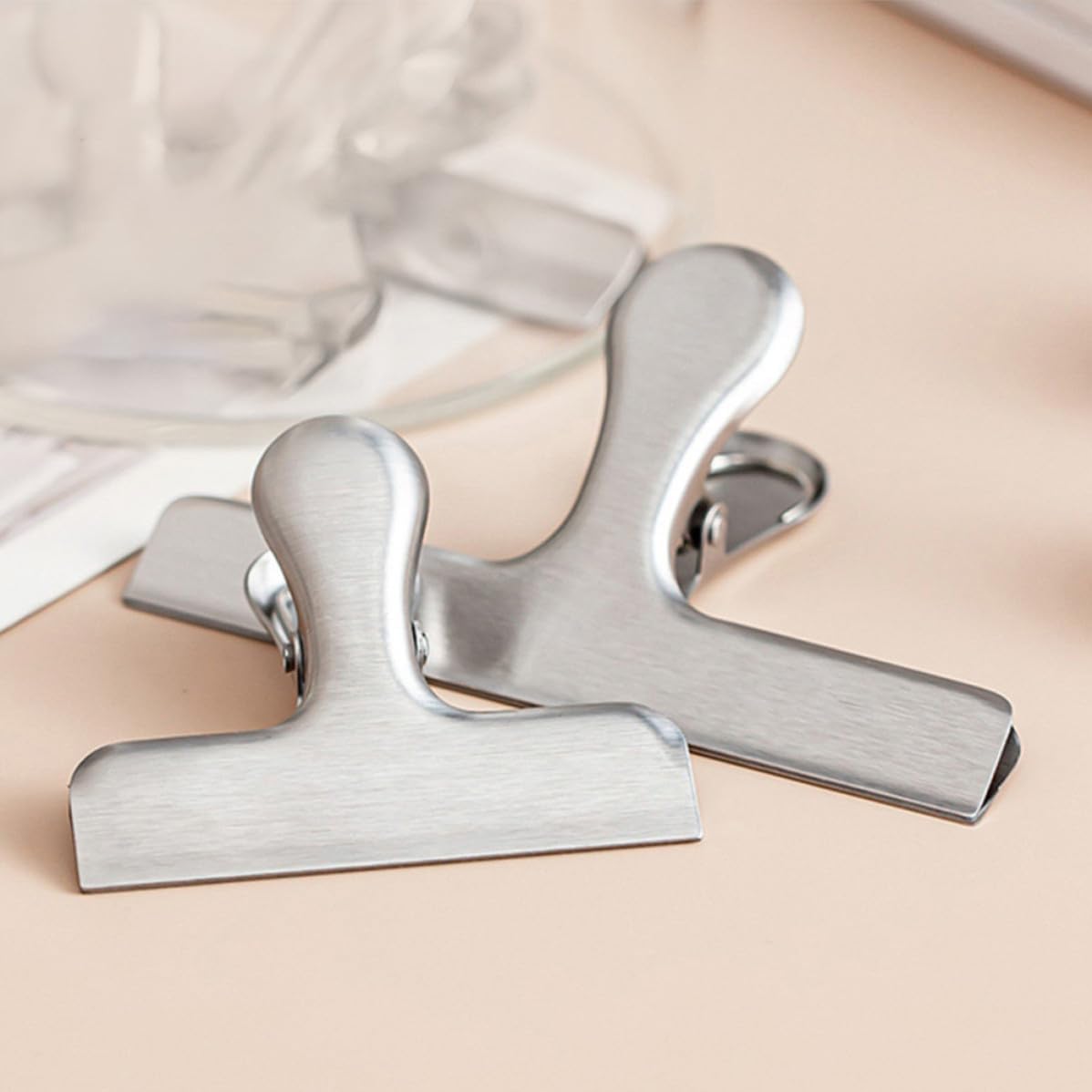 8pcs Stainless Steel Bag Clips for Food Sealing, Snack Chip Bag Sealer, Portable Document Clamp for Office and Kitchen Use