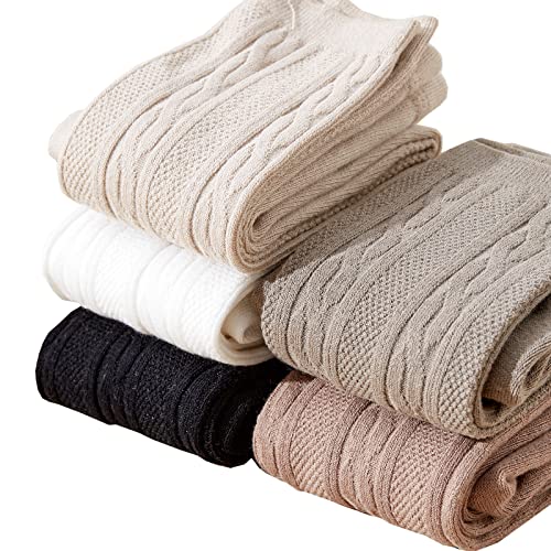 Looching 5 Pack Baby Girls Cable Knit Tights Toddler Kids Cotton Leggings Stocking Pants Footed Pantyhose for 1-8 Years3