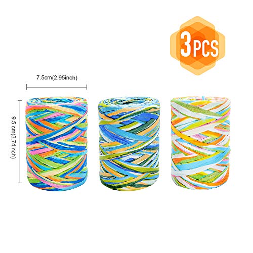 3 Rolls Colored Paper String Raffia Ribbon, 80 M/262 Feet Each, 6 Ply Colored Raffia Paper Strings Packing Twine For Festival Gifts, Gift Wrapping, Diy Decoration And Craft Projects #TOP1