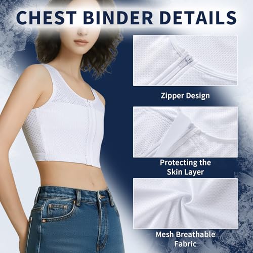 Chest Binder for Transgender FTM Zip Up Binder Breathable Breast Cool Fabric Tank Top4