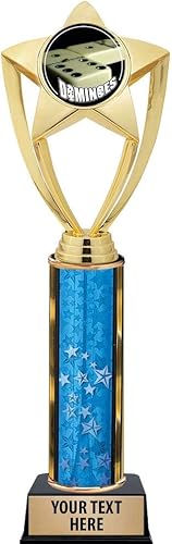 Crown Awards Trofeos de dominó, trofeo de dominó estrella dorada de 11 pulgadas con grabado incluido