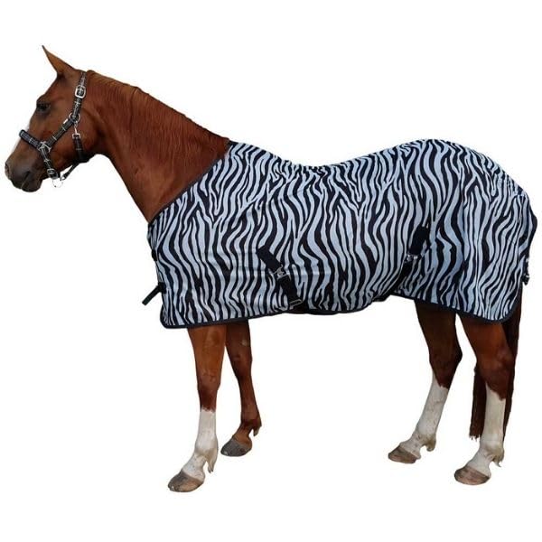 Brama-West - Manta para caballos con correa para caballos (protección contra insectos, talla 155), color negro y blanco