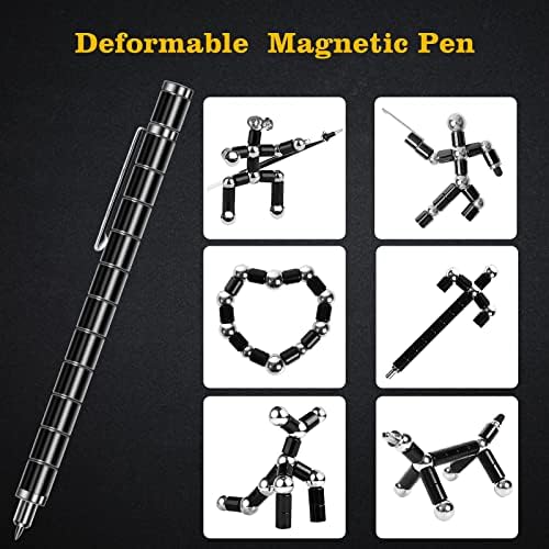 Magnetic Ballpoint Pen, Decompression Magnetic Pen Fidget Pen, Multifunction Writing Magnetic Metal Strato Pen with Gift Box, Magnet Pen Fidget Pen Suitable for Stress Relief and Office (Black)