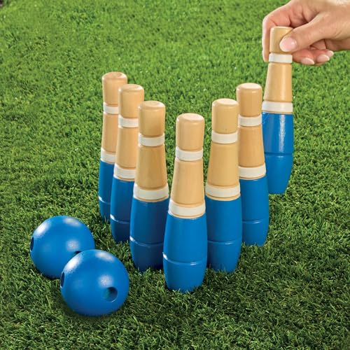 Image of Wooden Skittles Bowling Garden Outdoors Indoors Game