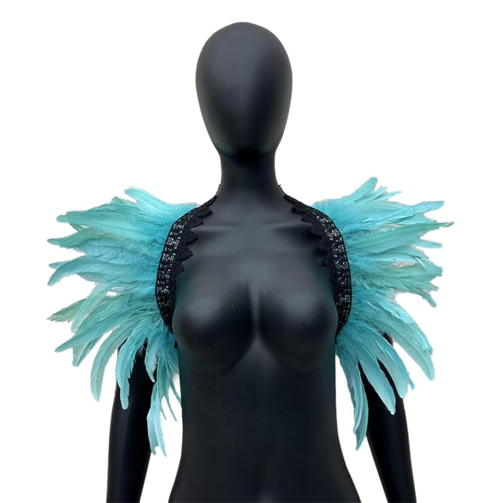 JAWSEU Woman Shawl Feather Stole Cloak Women Feather Shrug Shawl Cape Shawl Feather Stole Gothic Halloween Costume Epaulets for Man Woman Fancy Dress Cosplay