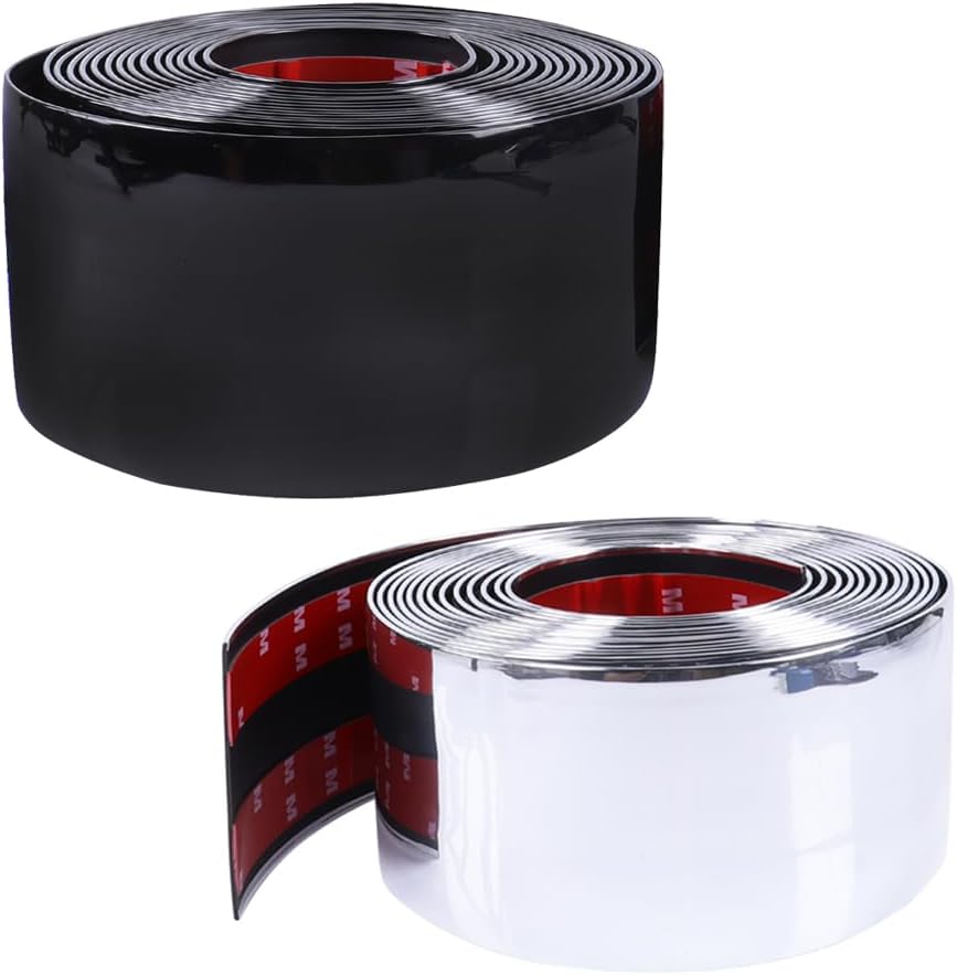 18FT Automotive Trim Molding Heavy-Duty 2"(50mm) Glossy Black Universal Car Side Moldings(Self Adhesive) UV Protected Scratch-Proof for Truck RV Front Rear Bumper/Door Sill Protector