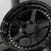 Aodhan DS-05 Custom Wheel - 18x9.5, 35 Offset, 5x100 Bolt Pattern, 73.1mm Hub - Gloss Black with Gold Rivets Rim