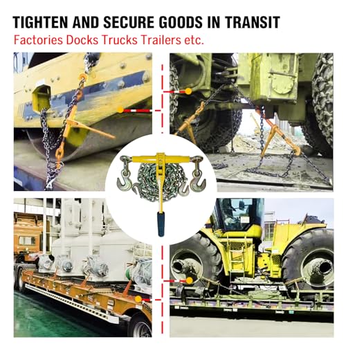 Ratchet Chain Binders - Heavy Duty 3/8" -1/2" Load Binders with Grab Hooks,9200 lbs Working Load Limit,4-Pack,for Grade 70 Transport Chains,Ideal for Towing,Hauling, and Flatbed Trailers by Senotoyar - Image 4