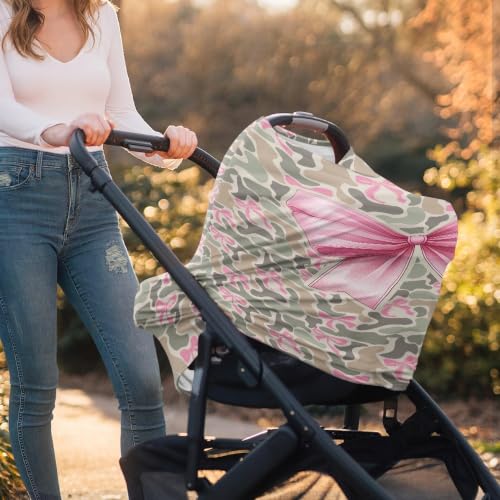 Image of Pink Bow Baby Stuff Duck Camo Car Seat Cover for Baby