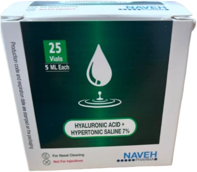 NAVEH PHARMA Nebuliz 25 Single Dosage (5 Ml) Sterile Solution Vials Of Hypertonic Saline 7% And Sodium Hyaluronate With Hyaluronic Acid For Inhalation Therapy, Preservative Free, For All Ages