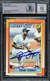 Frank Thomas Autographed 1990 Topps Rookie Baseball Card #414 Auto Grade Gem Mint 10 Beckett BAS Stock #211362