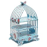 jaula vintage con flores DISEÑO VINTAGE: la hermosa forma de jaula de pájaros le da a este stand un aspecto vintage que se puede usar como elemento decorativo para mejorar la decoración del hogar.