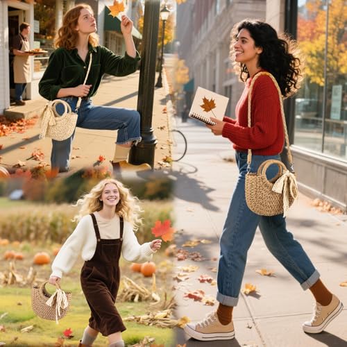 ESAN Small Straw Cluth Bag Summer Beach Woven Shoulder Crossbody Boho Purse Handbag For Women(Drawstring Closure)3