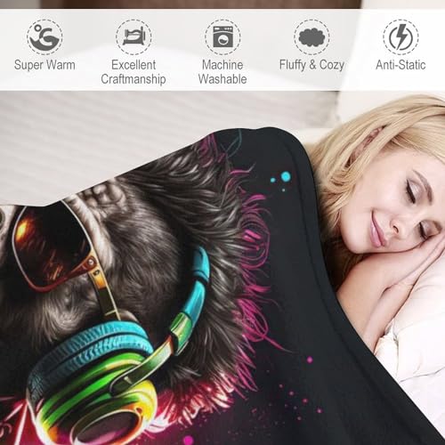 Couverture impression 3D DJ singe plaid en polaire douce 140×180cm - 4