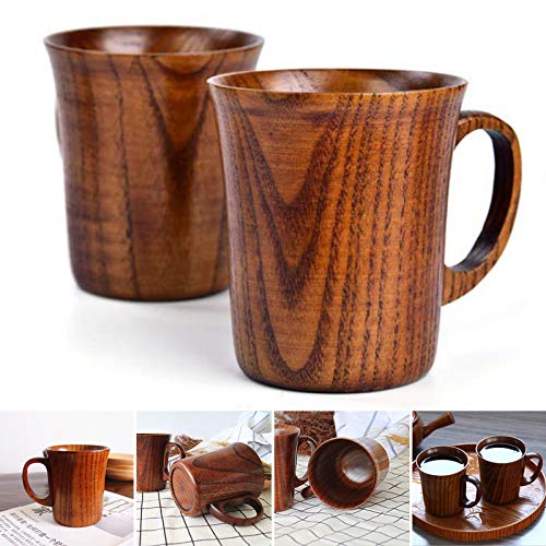 Suppyfly 1 Pièce Mug en Bois - Tasse à Café, Chope de Bière, Tasse à thé, avec Poignée (Volume: 301-400ml) Cover