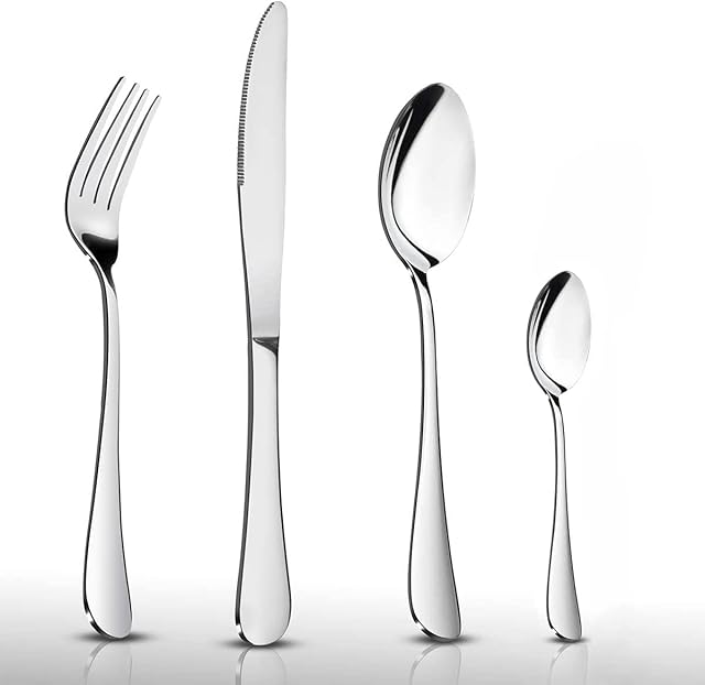 Cutlery Set, 32-Piece HaWare Stainless Steel Flatware Sets, Include Knife/Spoon/Fork, Mirror Polished Dinnerware, Dishwasher Safe - Service for 8 - Party /Kitchen