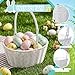 Remerry 2 Pieces Easter Basket for Egg Hunt White Wicker Baskets with Handle Small Picnic Woven Basket Braided Gift Wedding Baby Shower Farmhouse Decor