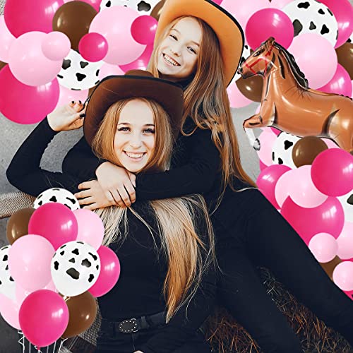 Western Cowgirl Balloon Garland Arch Kit, 113 Pcs Rose Red Balloon White Cow Balloons Horse Balloon Arch For Girl Western Cow Birthday Baby Shower Bachelorette Party Decorations #TOP5