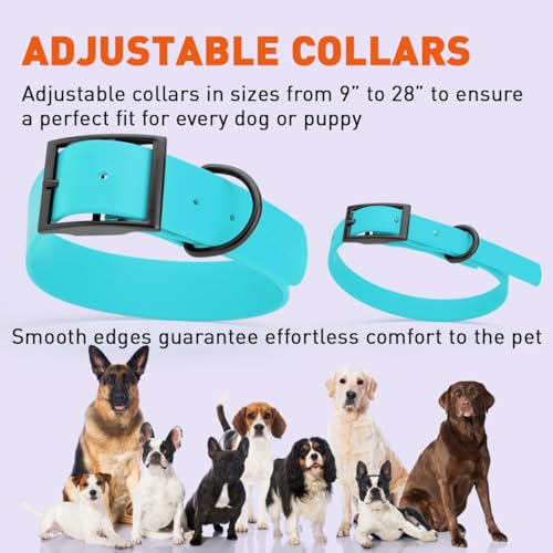 Image of Dogline Biothane Waterproof Dog Collar Strong Coated Nylon Webbing with Black Hardware Odor- Proof for Easy Care Easy to Clean High Performance Fits Small Medium or Large Dogs, Sky Blue