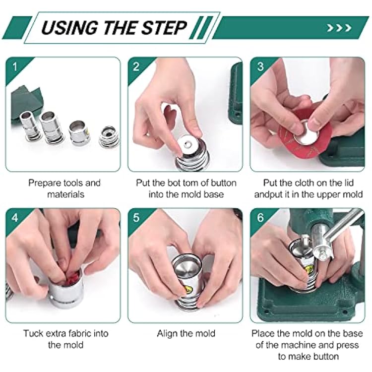 Fabric Button Maker Machine,Button Maker Handmade Fabric Covered Button DIY Tool,Upholstery Fabric Covered Button Maker Kit with 300 Pcs Buttons and 3 Molds (18, 25, 30mm) for Clothes,Doll