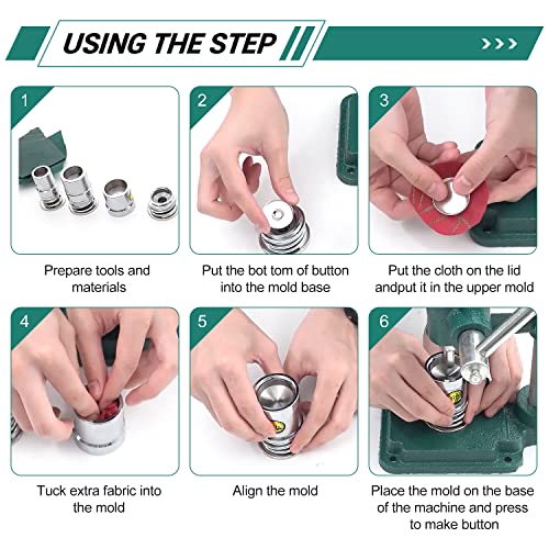 POWLAB Fabric Button Maker Machine,Button Maker Handmade Fabric Covered Button DIY Tool,Upholstery Fabric Covered Button Maker Kit with 300 Pcs Buttons and 3 Molds (18, 25, 30mm) for Clothes,Doll by POWLAB - Image 5