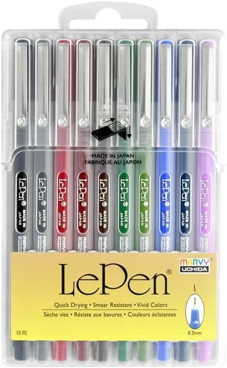 Uchida Of America 4300-10B 10-Piece 0.3 Point Size Le Pen Drawing Pen Set