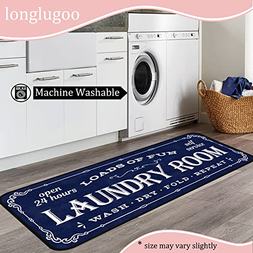 Laundry Room Rug Area Rug Runner Non Slip Soft Laundry Mats Farmhouse Kitchen Floor Mat Mudroom Bathroom Laundry Room Decor 20 X 48 Inch Blue #TOP3