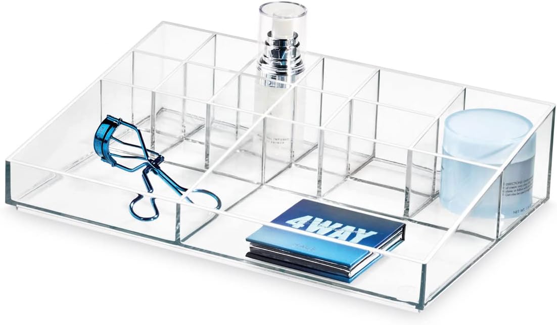 iDesign The Sarah Tanno Collection Plastic Cosmetic Organizer Station, 7-Compartment, Clear