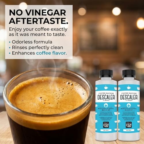 Image of IMPRESA Coffee Machine Descaler (2 Uses Per Bottle) - Made in the USA - Universal Descaling Solution, Compatible with Nespresso, Delonghi and All Single Use Coffee and Espresso Machines