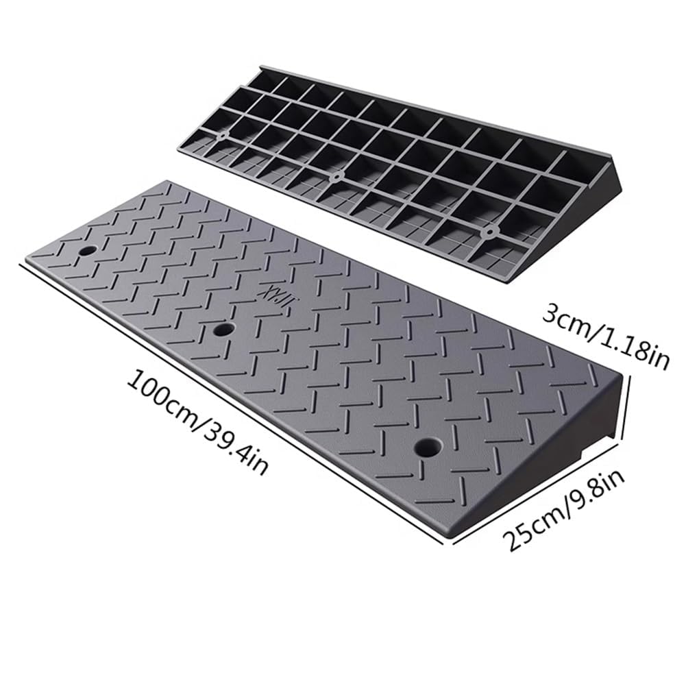 Schody rampowe Podjazdy progowe gumowe, przenośne podjazdy dla wózków inwalidzkich, wytrzymałe podjazdy krawężnikowe(100x25x3cm)